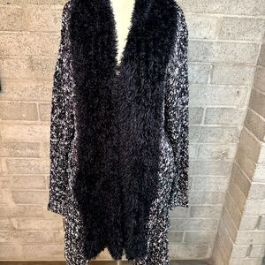 Cozy Chic Open Front Cardigan Sweater by C.O.C – One Size, Black Multicolor Y2K